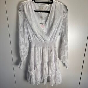Lilly Pulitzer‎ Cristiana Long Sleeve Dress Resort White Crepe Swirl Size 0